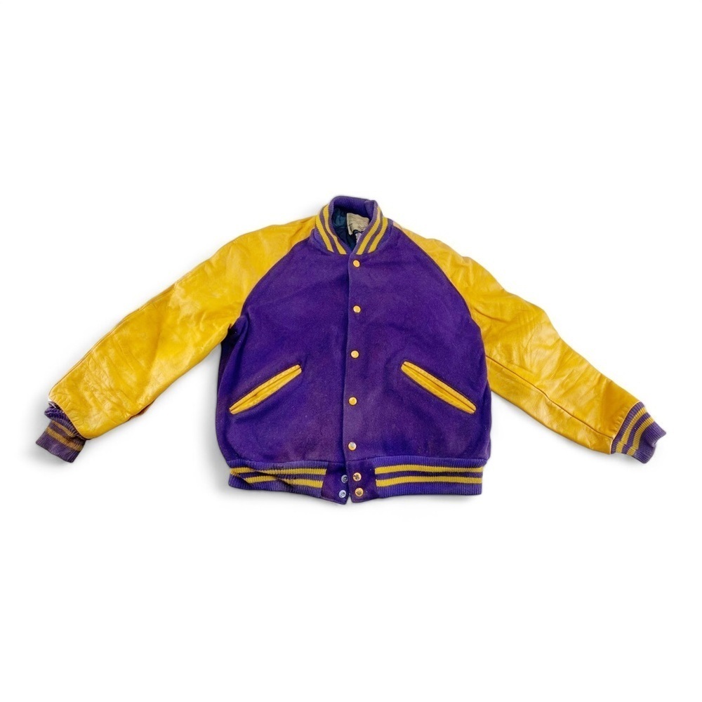 Vintage 1980s Delong Sportswear Leather Varsity Jacket / Fall Outerwear​